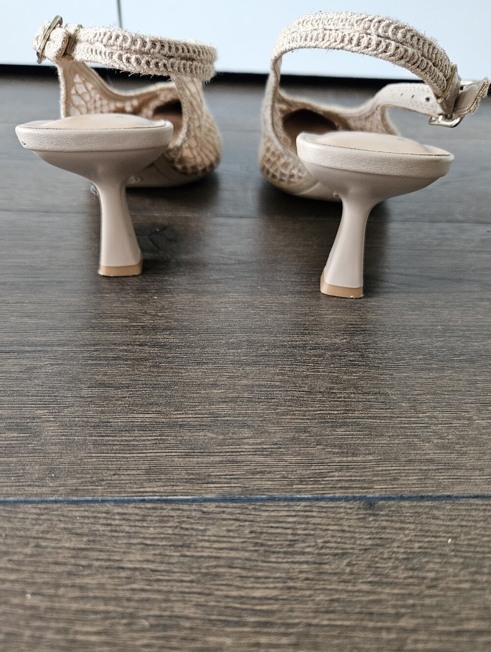a.new.day Raffia Mesh Floral Slingback Kitten Heels Beige Size 8.5 w/ Box - Picture 6 of 13